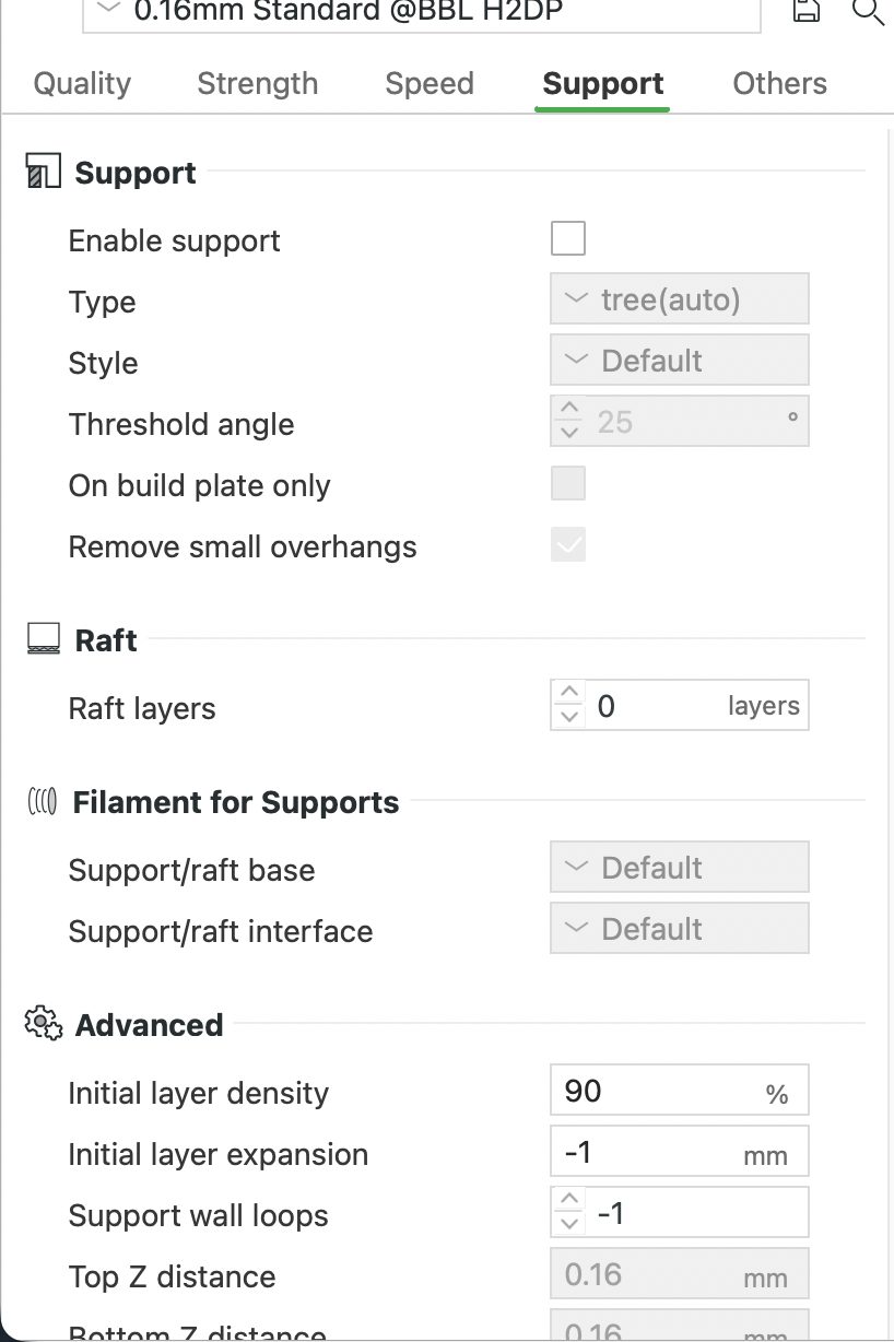 Reiter „Support“: Haken bei „Enable support“, darunter der Typ „tree(auto)“